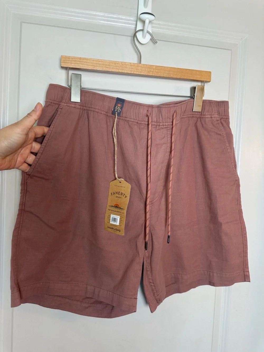NEW Faherty Essential Stretch Organic Cotton Drawstring Waist Shorts, XXL